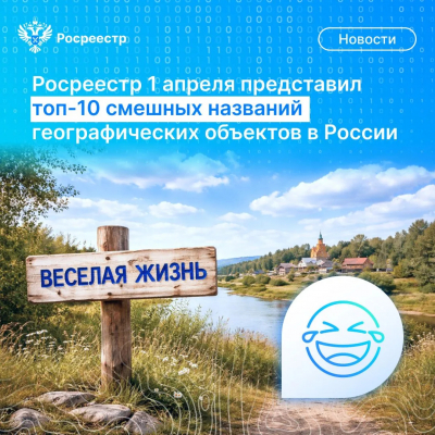 Хохотуй, Балдейка и Юмор: Росреестр собрал забавные названия на карте России